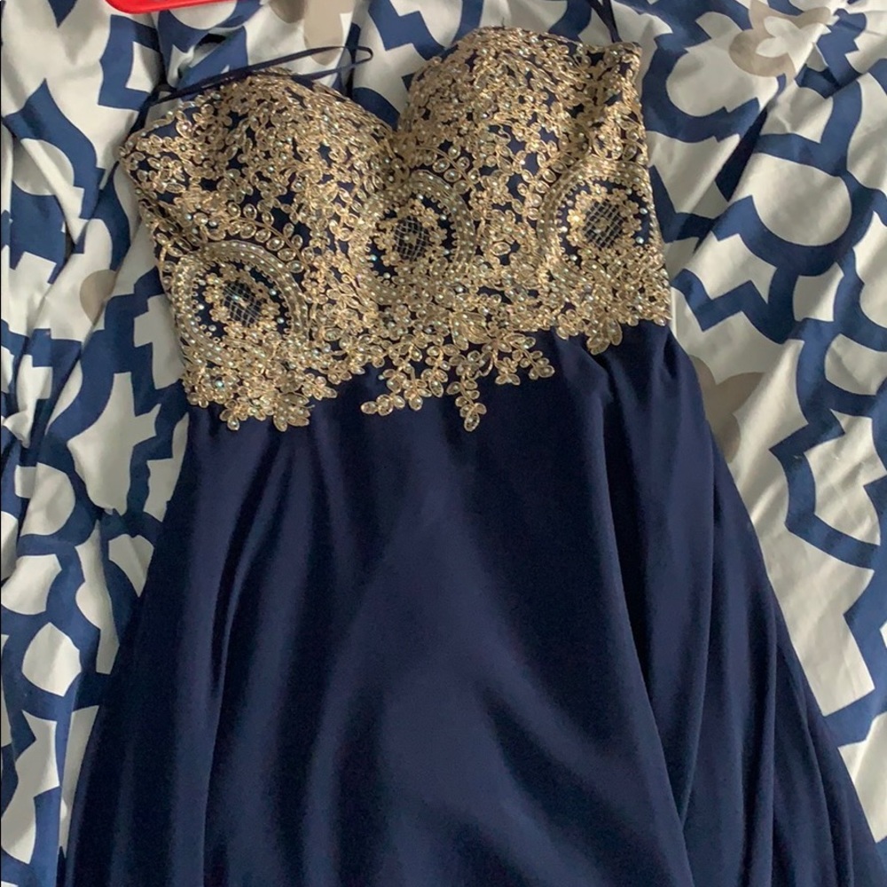 Navy Blue Long Prom Dress